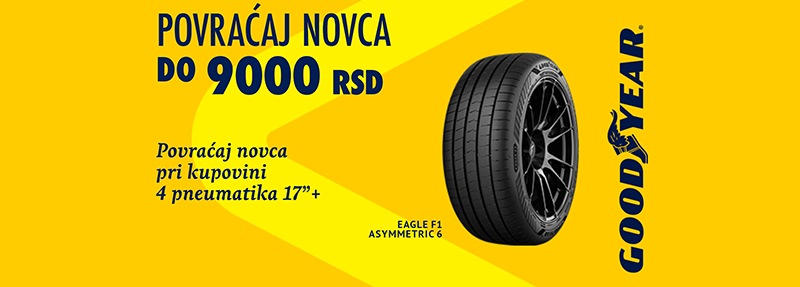 Prolećna kampanja - Goodyear - povraćaj novca do 9.000 RSD